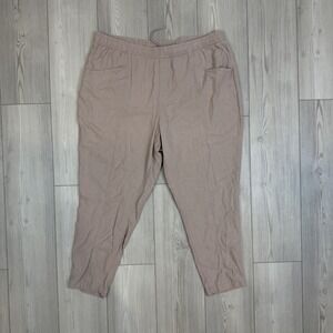 Old Navy High Rise‎ Cropped Linen Blend Pants Size XL Mollusk Pull On 791987